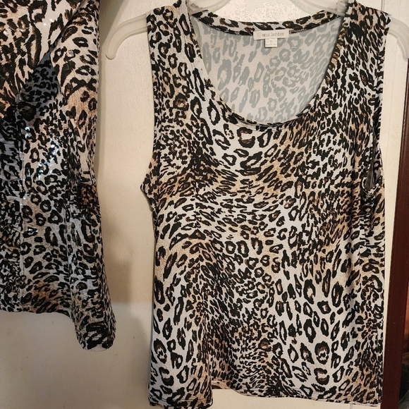 Erin London Animal Print 3/4 Sleeve Zip Up/ Sleeveless Top Size S Bundle of 2 - Picture 4 of 11